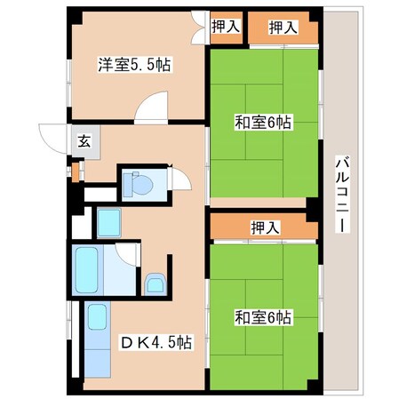 ビレッジハウス鳥栖2号棟の物件間取画像